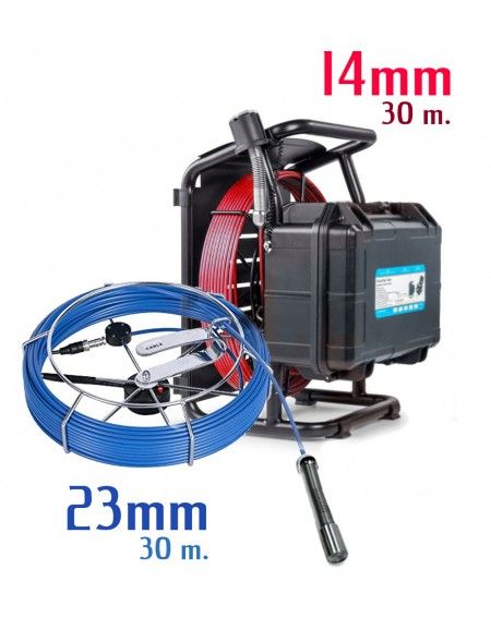 Cámara de inspección Panter F27 Mini DUO con cabezal de 14 mm y cable de 30m  φ4,8 mm + Cable de 30m con cabezal de φ23mm