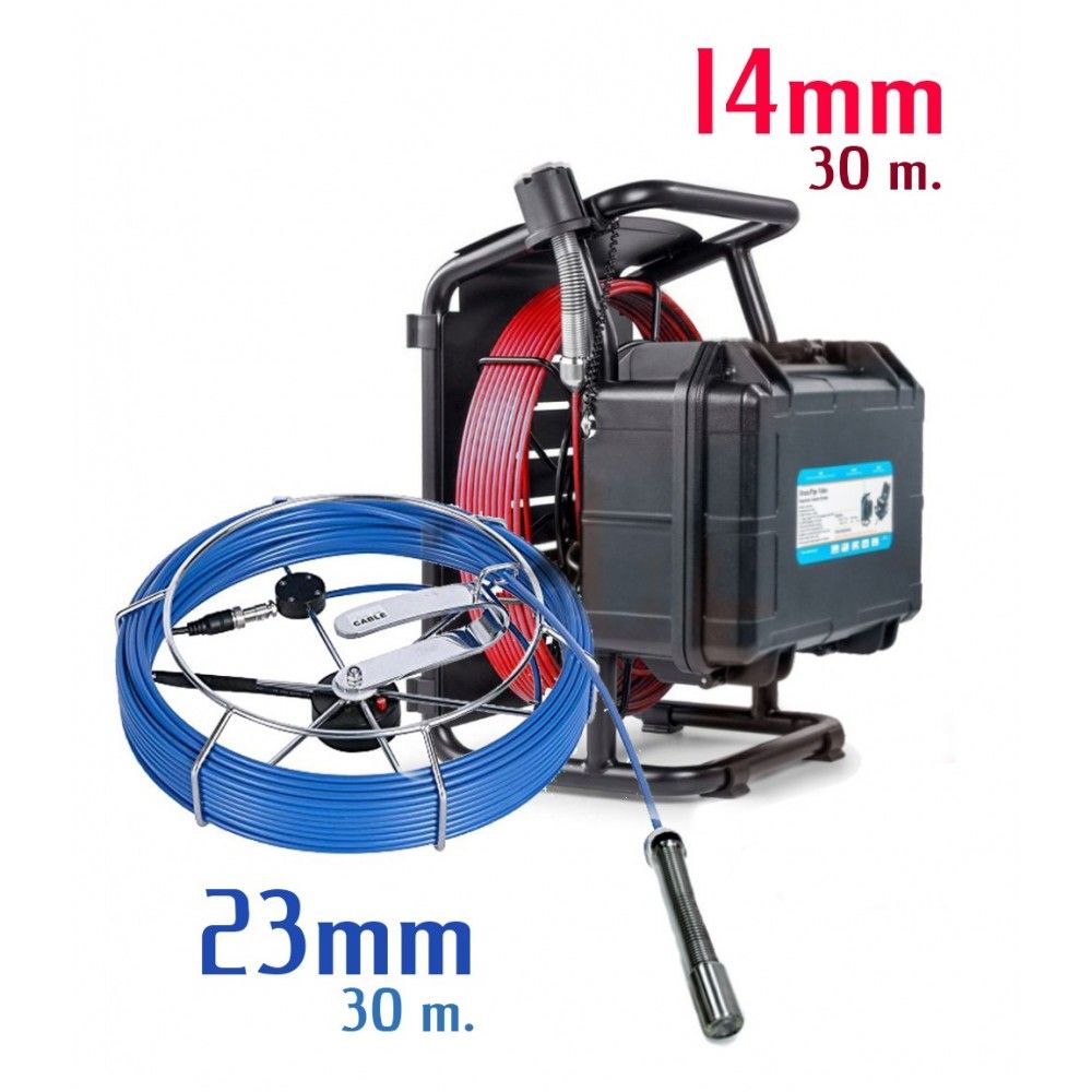 Cámara de inspección Panter F27 Mini DUO con cabezal de 14 mm y cable de 30m  φ4,8 mm + Cable de 30m con cabezal de φ23mm